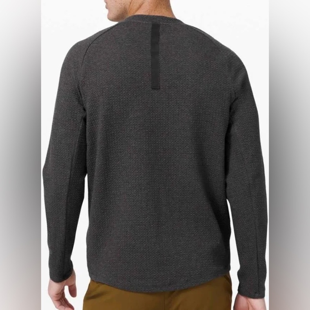 Lululemon At Ease Crewneck Pullover Textured Sweatshirt - Heather Black - Picture 2 of 5